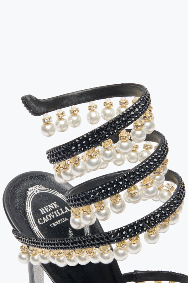 joyas araÑa negro sandalia con perlas 105 rene caovilla
