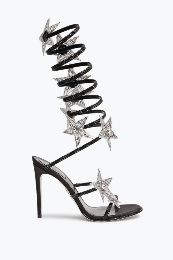 jeweled super cleo estrella de plata y negro sandalia 105 rene caovilla