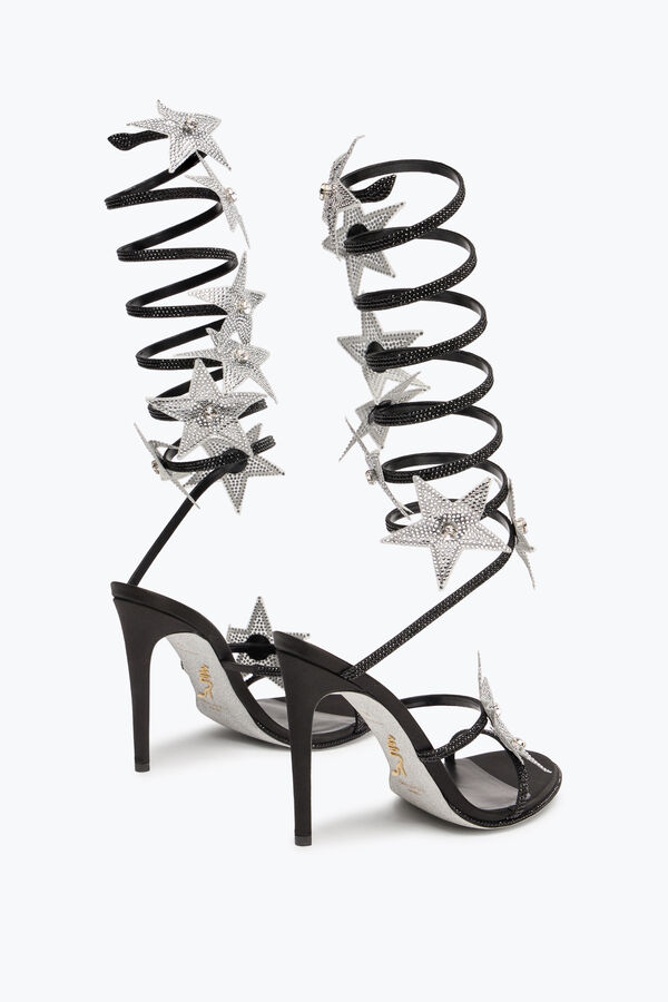 jeweled super cleo estrella de plata y negro sandalia 105 rene caovilla