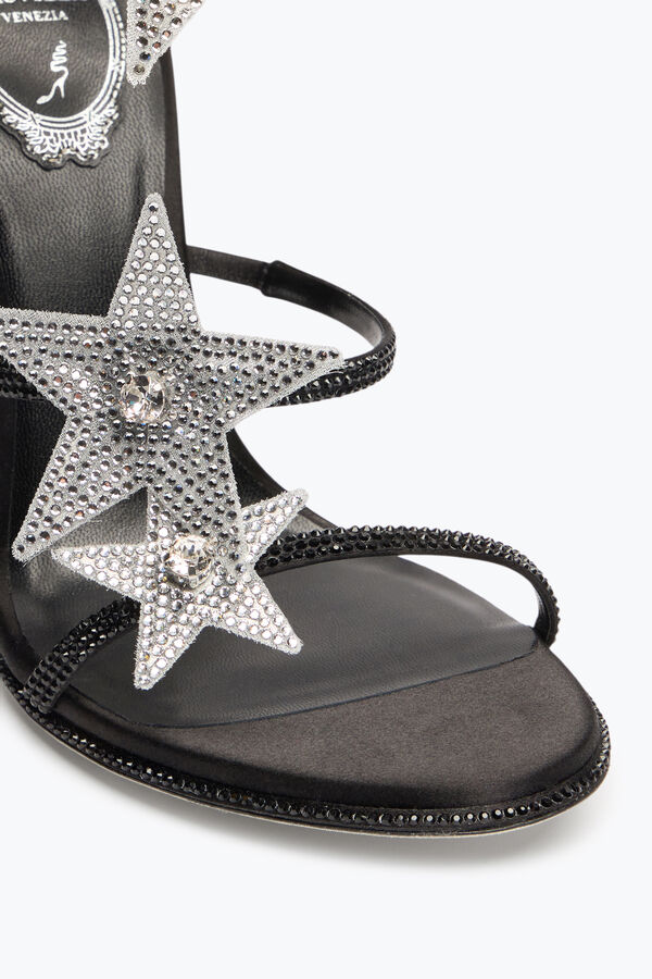 jeweled super cleo estrella de plata y negro sandalia 105 rene caovilla