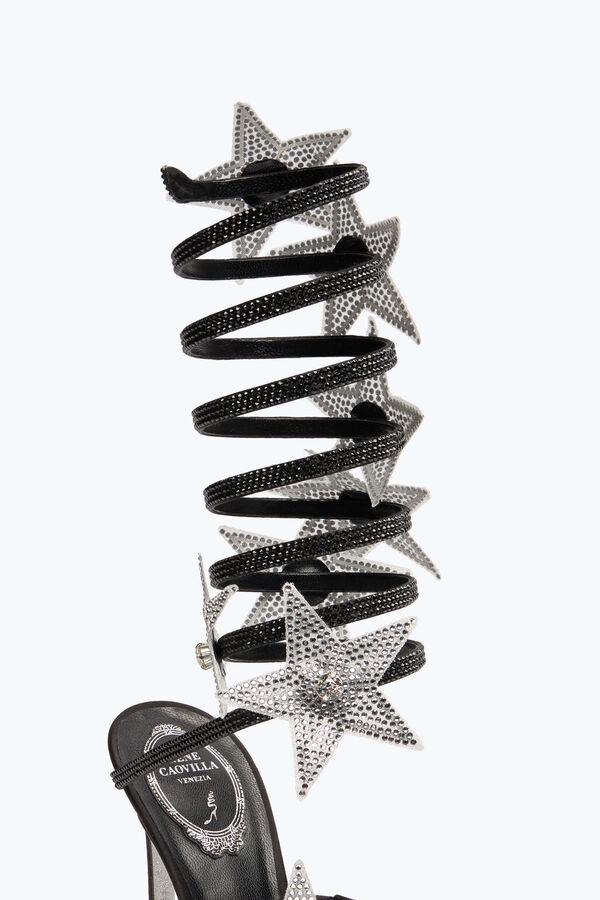 jeweled super cleo estrella de plata y negro sandalia 105 rene caovilla