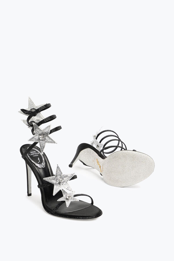 joyas cleo estrella de plata y negro sandalia 105 rene caovilla