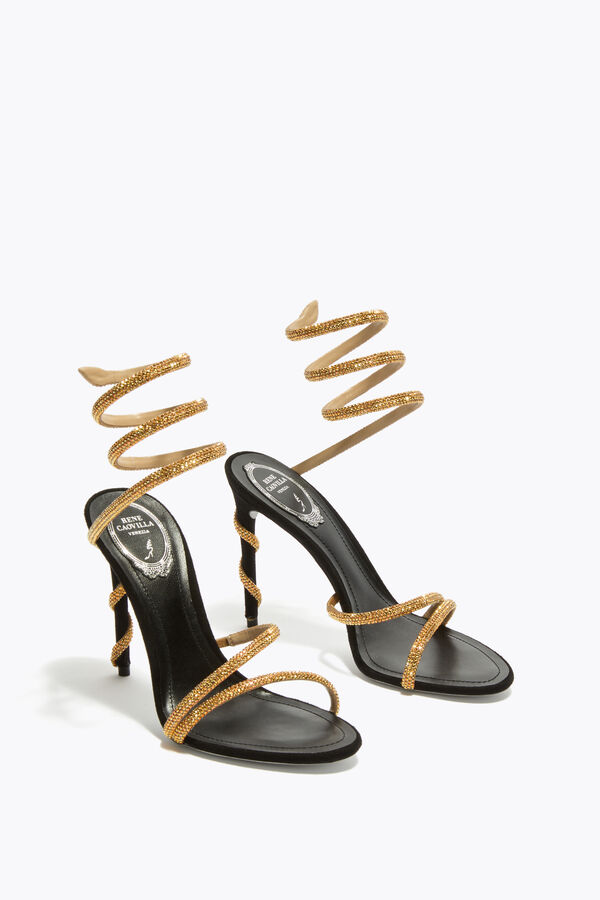 joyas margot negro y oro de la sandalia 105 rene caovilla