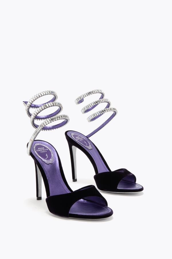 joyas de la chispa de la sandalia en terciopelo morado 105 rene caovilla