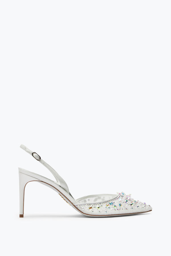 joyas de cenicienta blanca slingback con cristal de 80 rene caovilla