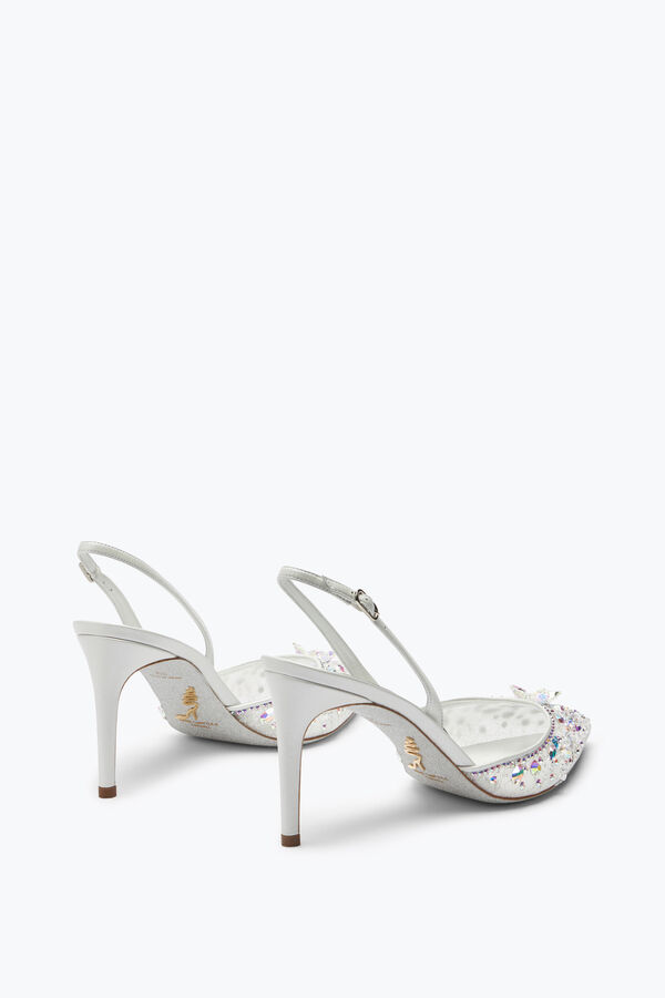 joyas de cenicienta blanca slingback con cristal de 80 rene caovilla