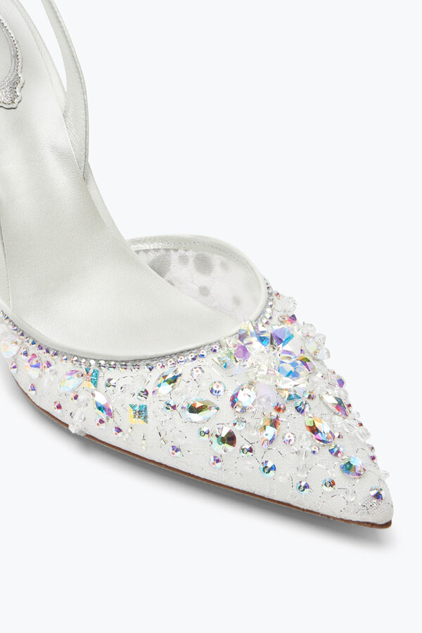 joyas de cenicienta blanca slingback con cristal de 80 rene caovilla
