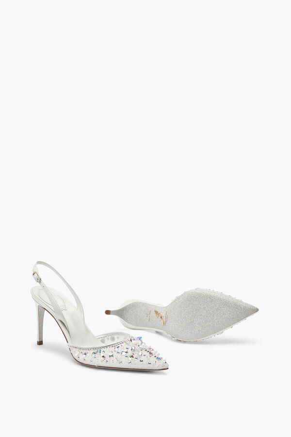 joyas de cenicienta blanca slingback con cristal de 80 rene caovilla