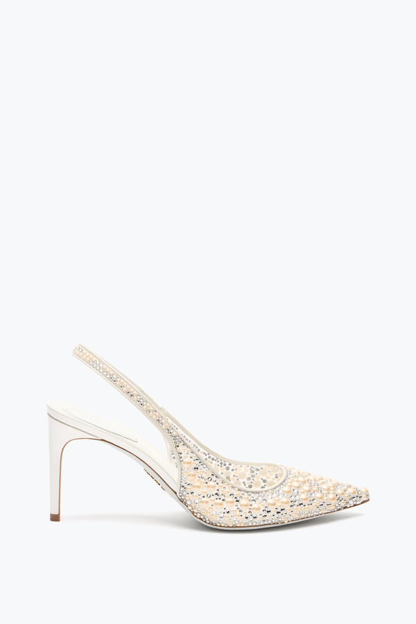 joyas de perlas blancas slingback 80 rene caovilla