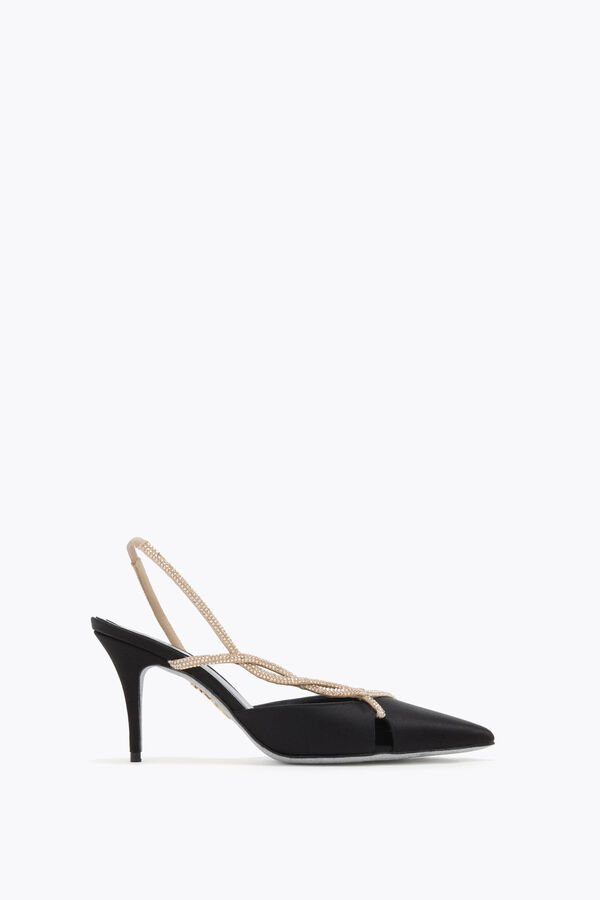 joyas de la trenza de negros y de oro slingback 80 rene caovilla