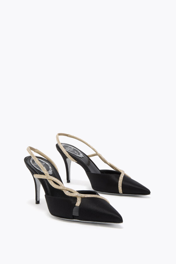 joyas de la trenza de negros y de oro slingback 80 rene caovilla