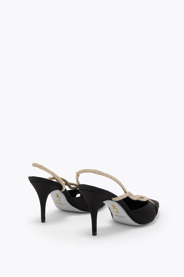 joyas de la trenza de negros y de oro slingback 80 rene caovilla