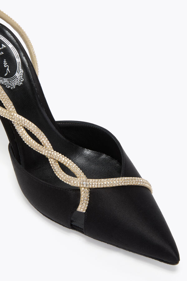 joyas de la trenza de negros y de oro slingback 80 rene caovilla