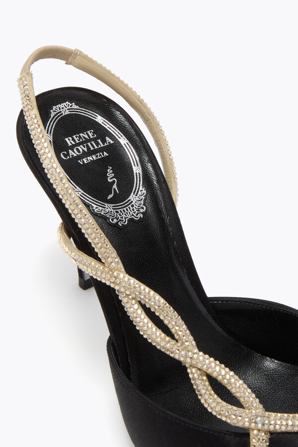 joyas de la trenza de negros y de oro slingback 80 rene caovilla