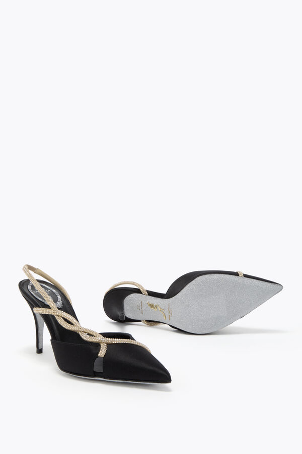 joyas de la trenza de negros y de oro slingback 80 rene caovilla