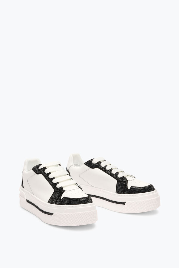 joyas xtra blanco-negro de la zapatilla de deporte con cristales 50 rene caovilla