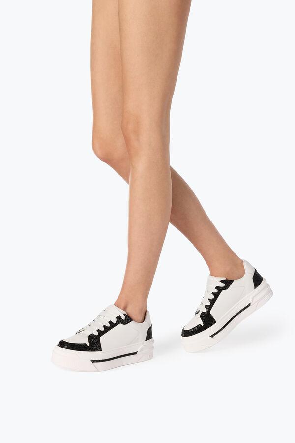 joyas xtra blanco-negro de la zapatilla de deporte con cristales 50 rene caovilla