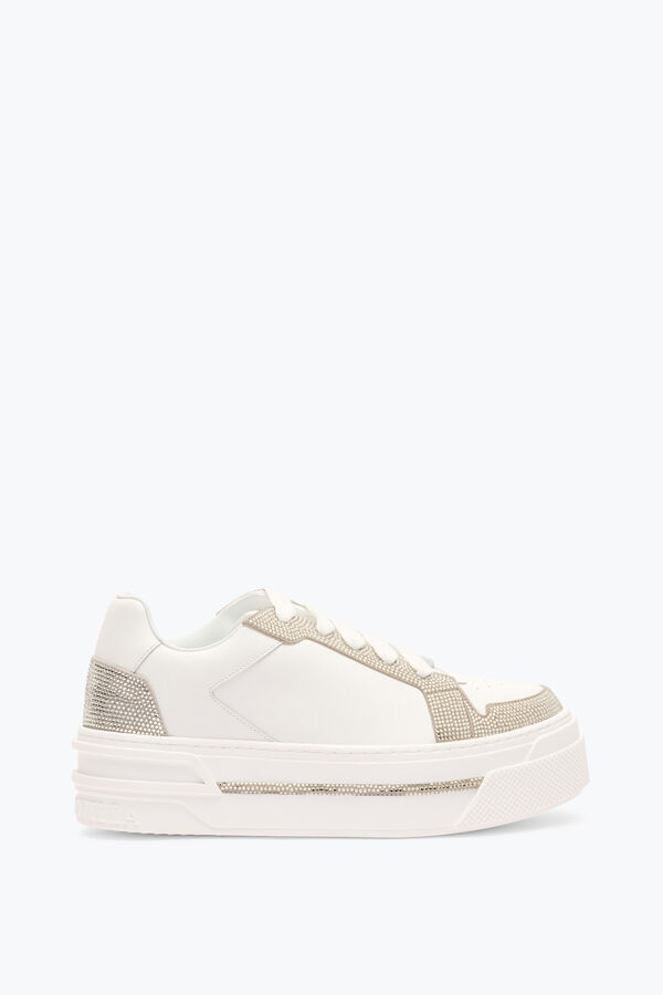 joyas xtra blanco-plata de la zapatilla de deporte con cristales 50 rene caovilla