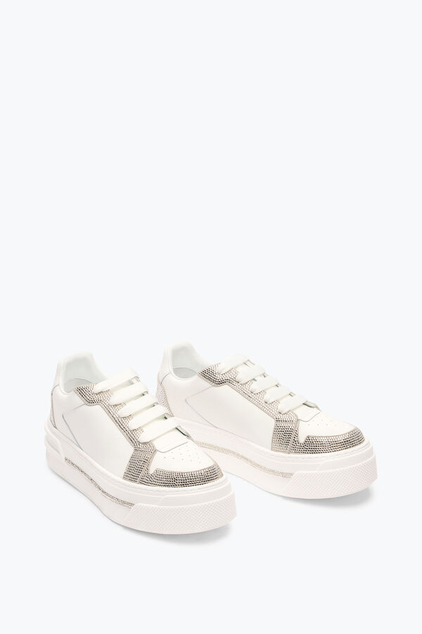 joyas xtra blanco-plata de la zapatilla de deporte con cristales 50 rene caovilla