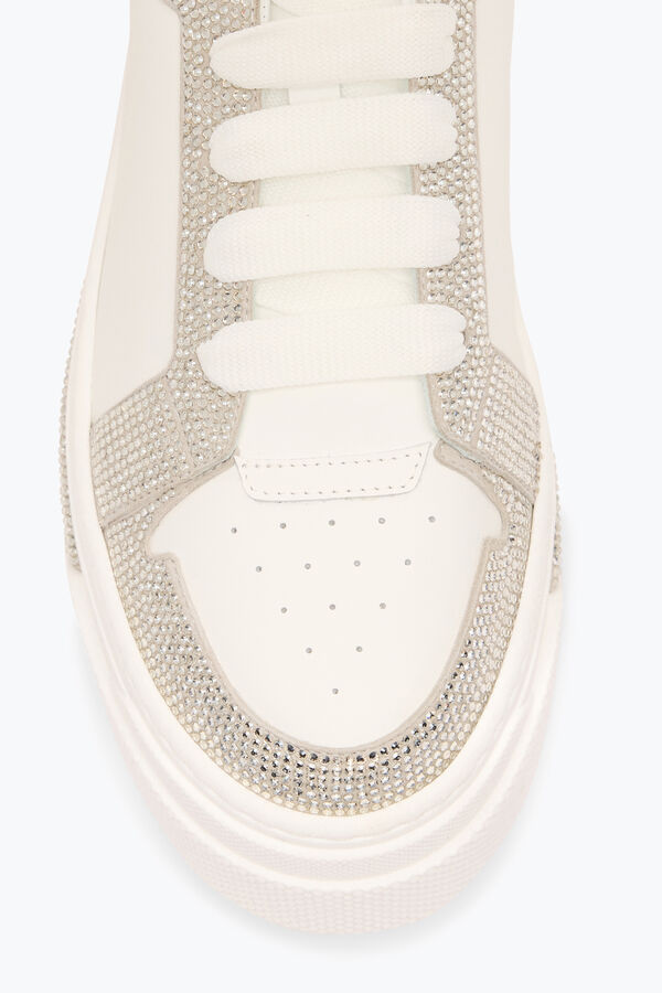 joyas xtra blanco-plata de la zapatilla de deporte con cristales 50 rene caovilla