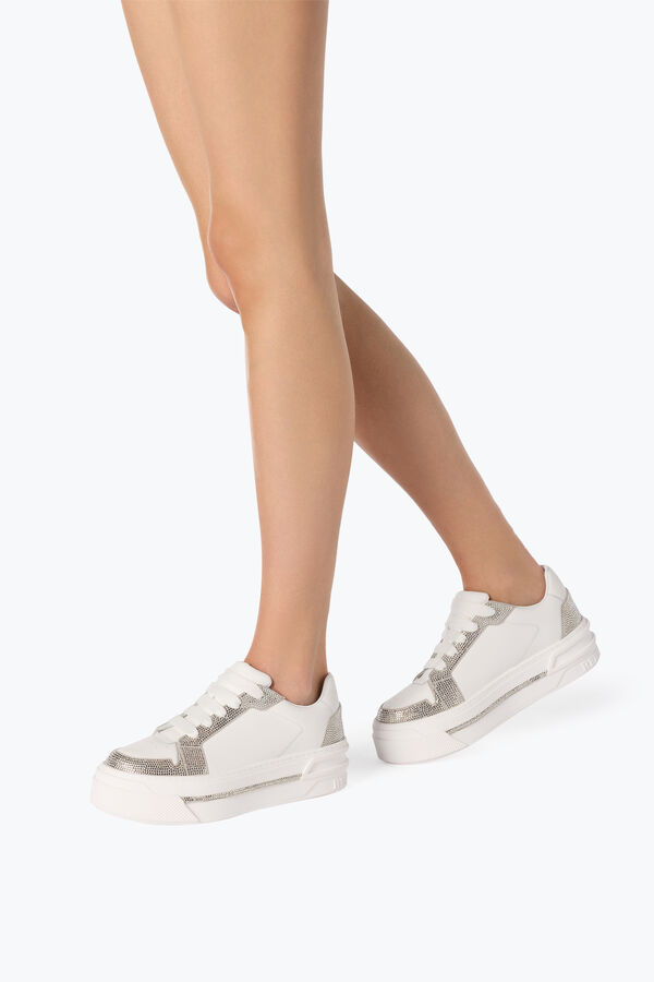 joyas xtra blanco-plata de la zapatilla de deporte con cristales 50 rene caovilla